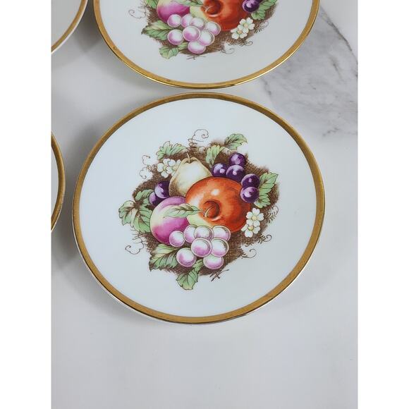 Andrea by Sadek Teacup & Saucers Fruit Design Porcelain Gold Trim Japan x11 Vtg - Picture 11 of 15
